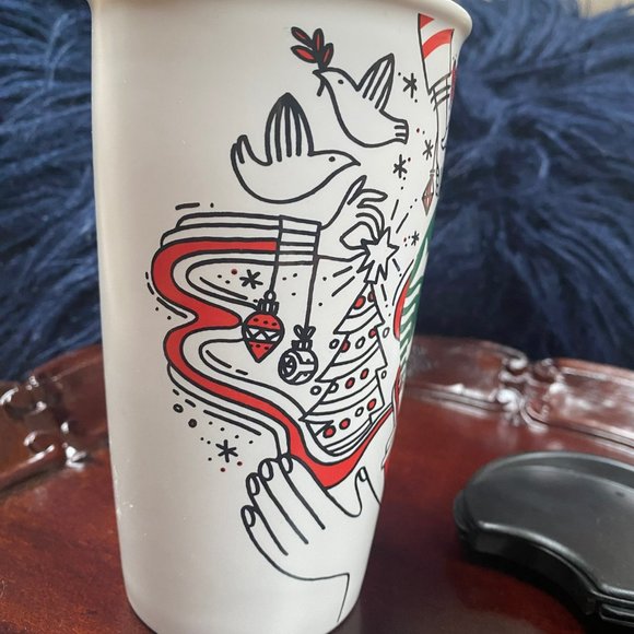 Starbucks Ceramic travel mug Limited edition  Holiday 2017 design - Picture 10 of 14